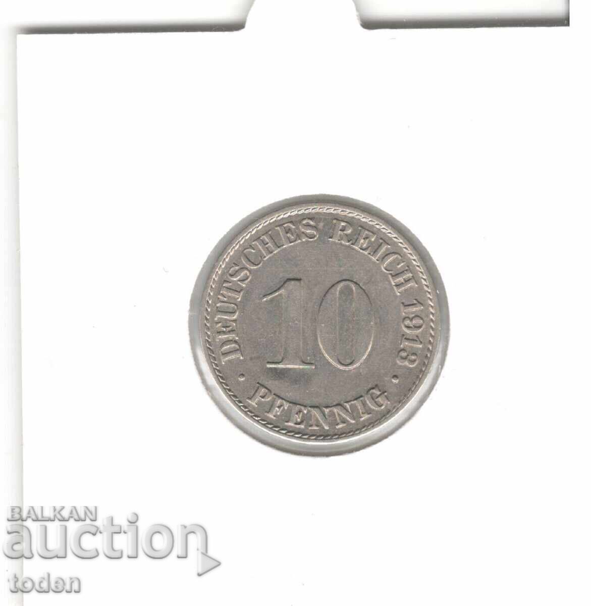 Licitație Germania-10 Pfennig-1913 A-KM# 12-Wilhelm II-scut mic