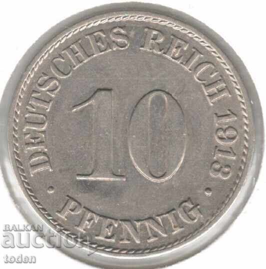Germany-10 Pfennig-1913 A-KM# 12-Wilhelm II-small shield