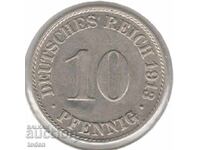 Germania-10 Pfennig-1913 A-KM# 12-Wilhelm II-scut mic