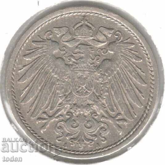 Γερμανία-10 Pfennig-1909 A-KM# 12-Wilhelm II-μικρή ασπίδα με τιμή € 1.50 | 2.93 BGN