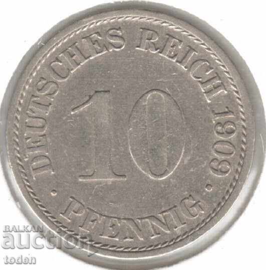Γερμανία-10 Pfennig-1909 A-KM# 12-Wilhelm II-μικρή ασπίδα