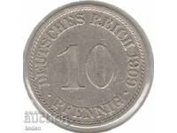 Γερμανία-10 Pfennig-1909 A-KM# 12-Wilhelm II-μικρή ασπίδα