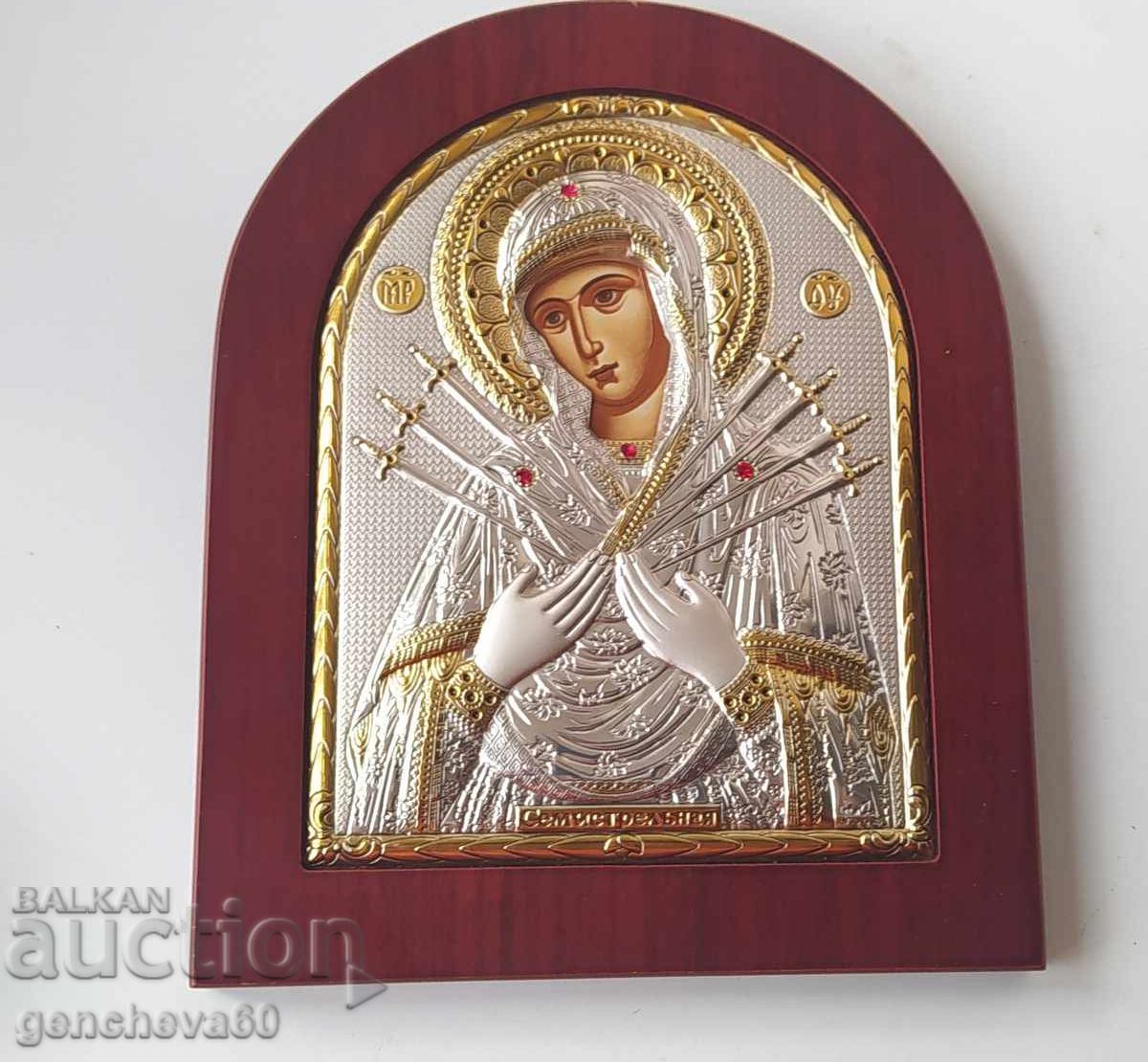 Auction  Silver icon of the Holy Mother of God Semistrelna/certificate