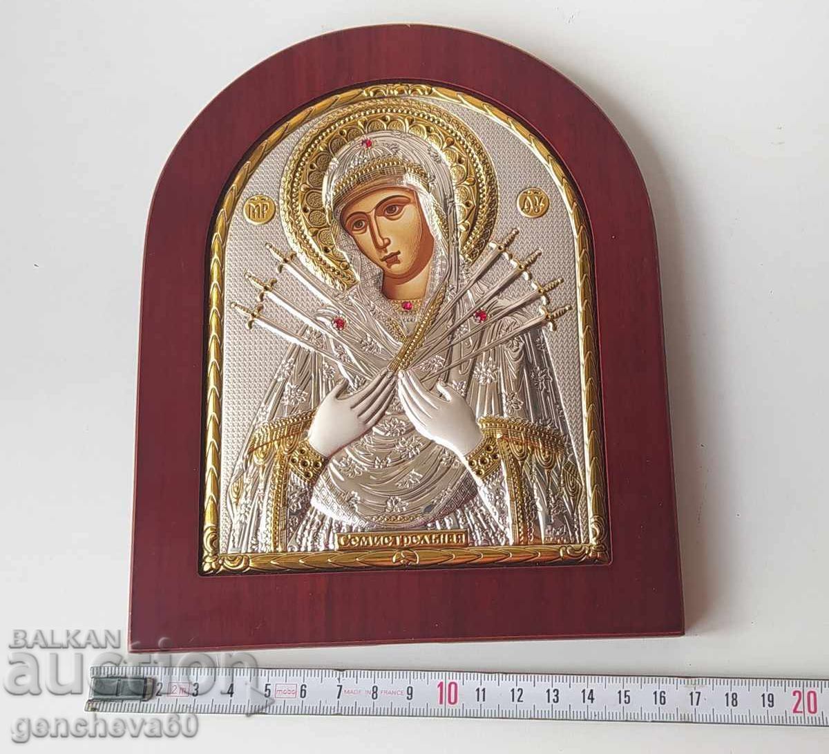 Сребърна икона на Св.Богородица Семистрелна/сертификат
