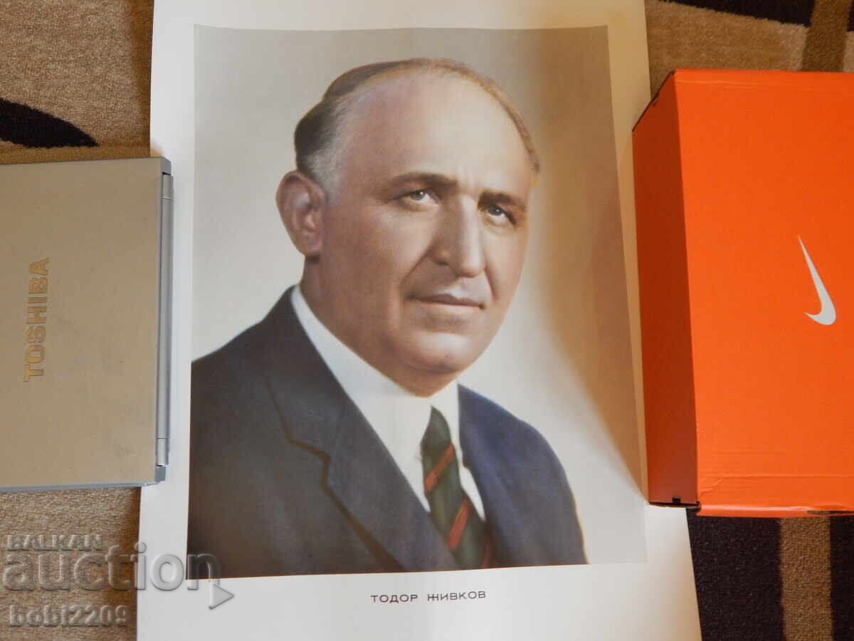 Стар плакат на Тодор Живков Картина от Соц 46x64 cm Оригинал - 5