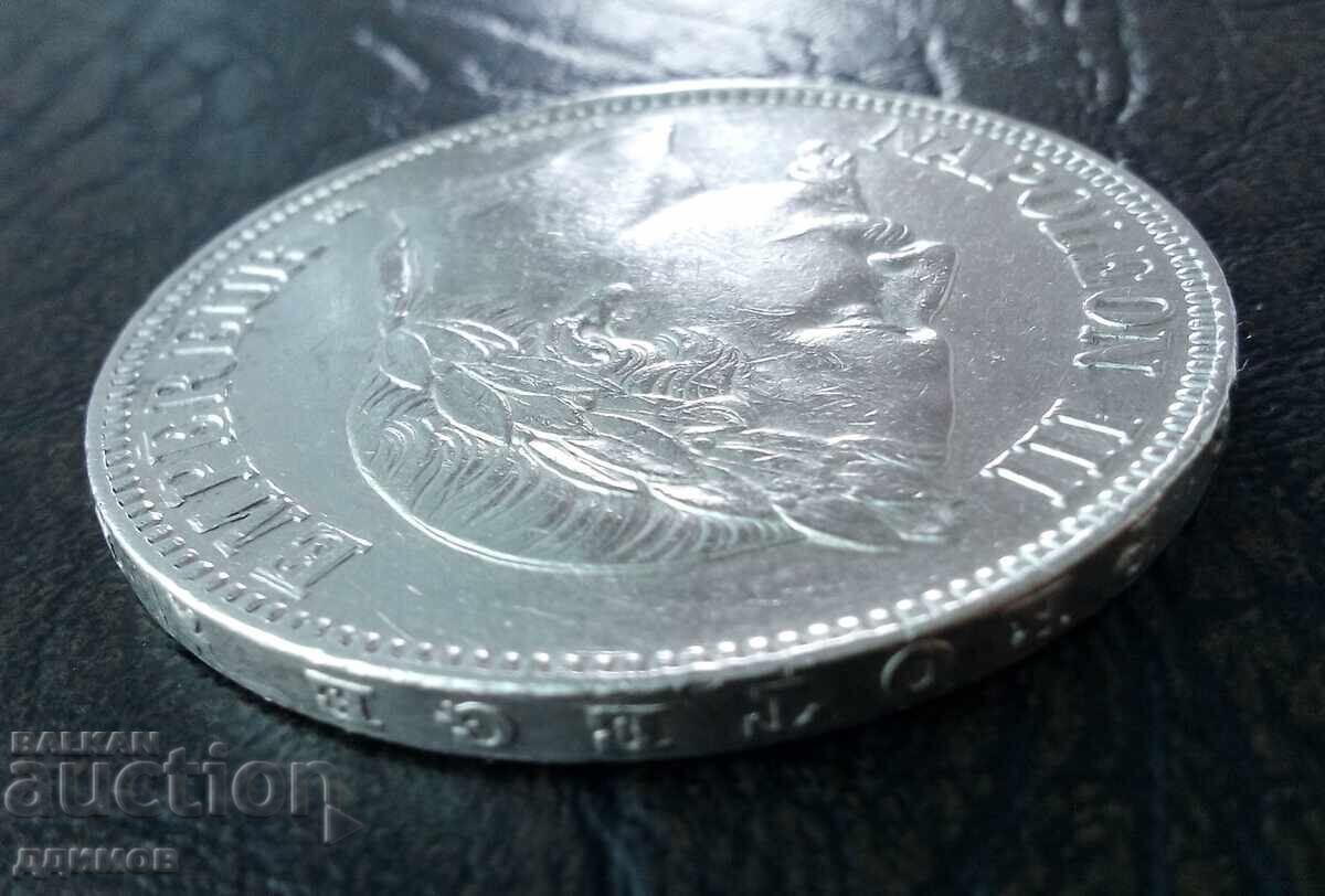Licitație 5 franci 1868 Napoleon al III-lea Franța Licitație 5 franci 1868 Napoleon al III-lea Franța