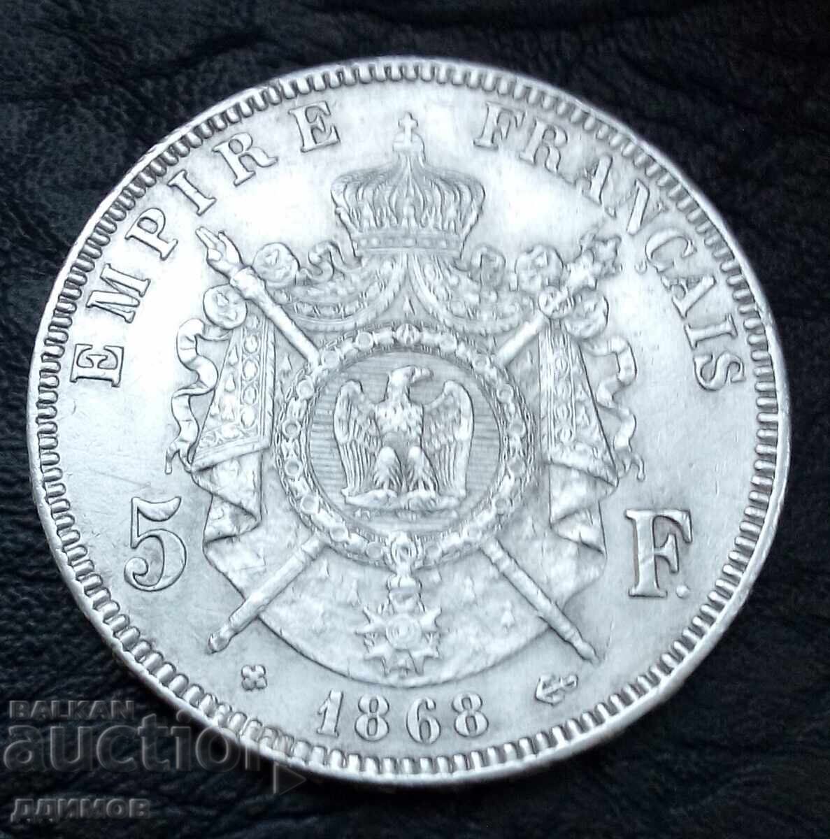 5 φράγκα 1868 Ναπολέων ΙΙΙ Γαλλία - 5 5 φράγκα 1868 Ναπολέων ΙΙΙ Γαλλία - 5