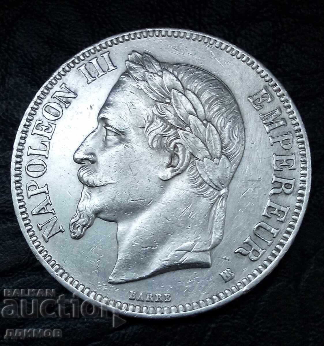 5 franci 1868 Napoleon al III-lea Franța - 6 5 franci 1868 Napoleon al III-lea Franța - 6