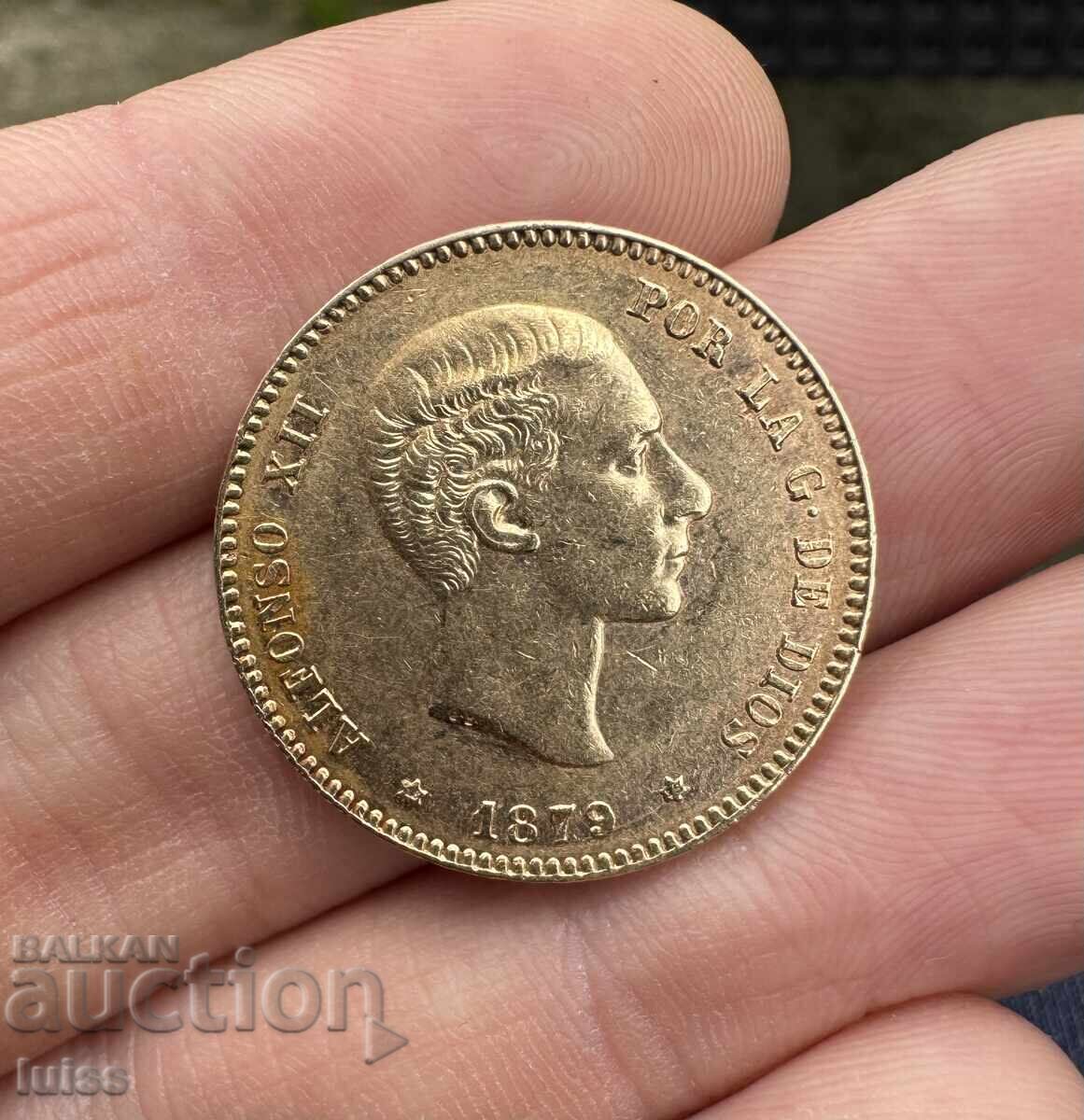 Χρυσό Νόμισμα Ισπανίας 25 Πεσέτες 1879 Αλφόνσος XII με τιμή 1850.00 BGN | € 945.89