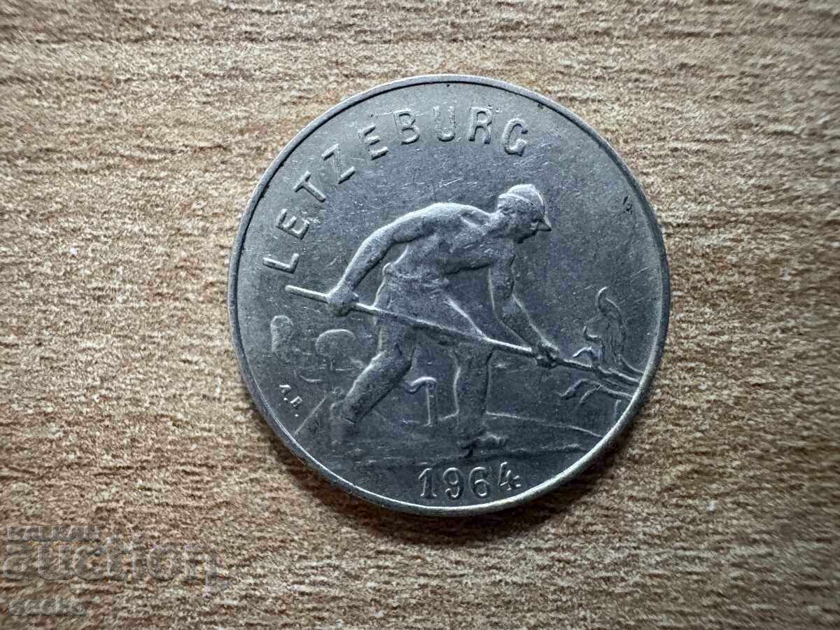 Люксембург - 1 франк (1964) с цена 0.60 лв. | € 0.31 Люксембург - 1 франк (1964) с цена 0.60 лв. | € 0.31