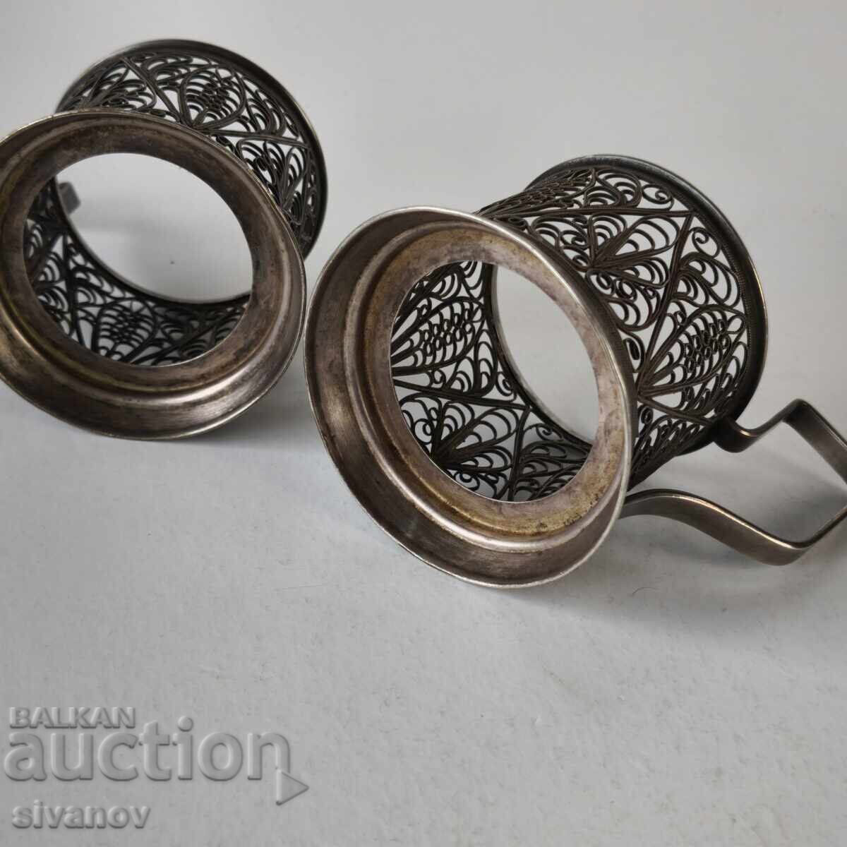 Σετ αντίκες από 2 φλιτζάνια φιλίγκρι Σοβιετικής Ένωσης #6220 - 5