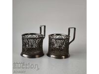 Set vechi de 2 suporturi de pahar filigran URSS #6220