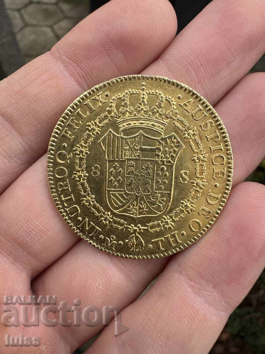 Златна Монета Мексико 8 Ескудо 1805г. Карлос IV
