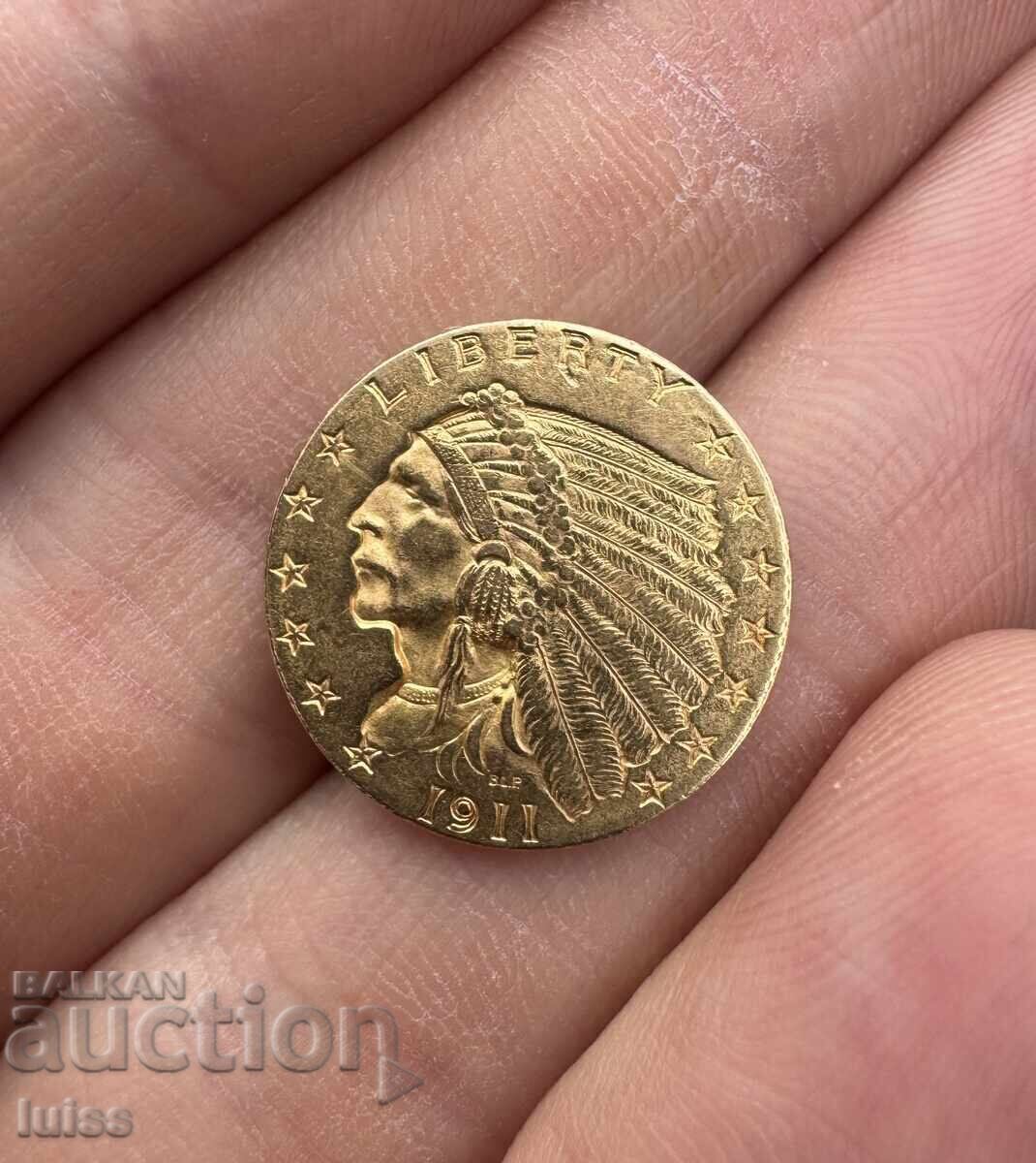 Златна Монета Американски 2.5 Долара 1911г. Индианска Глава с цена 2999.99 лв. | € 1533.87 Златна Монета Американски 2.5 Долара 1911г. Индианска Глава с цена 2999.99 лв. | € 1533.87