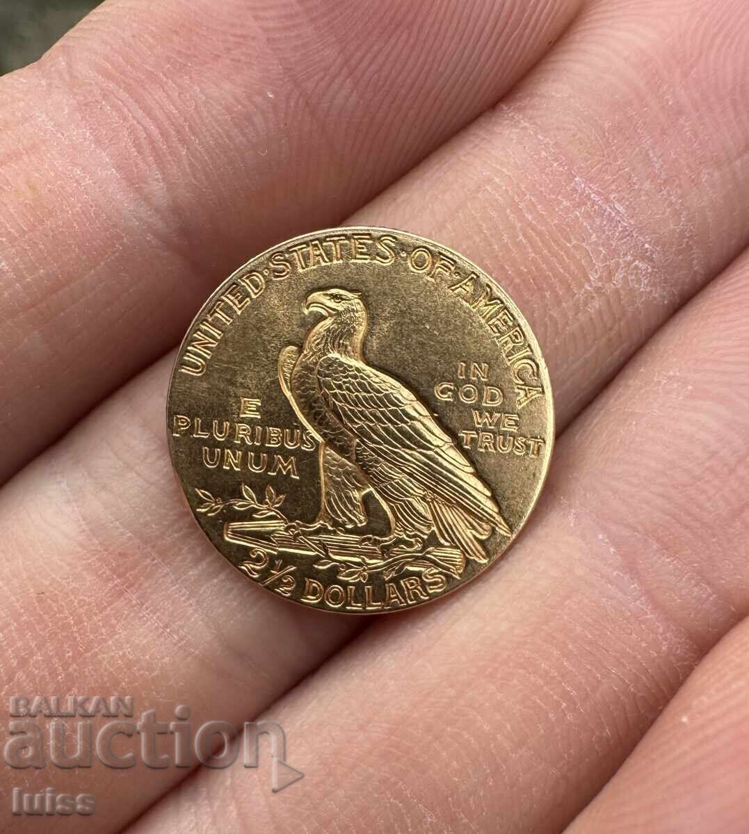 Златна Монета Американски 2.5 Долара 1911г. Индианска Глава Златна Монета Американски 2.5 Долара 1911г. Индианска Глава