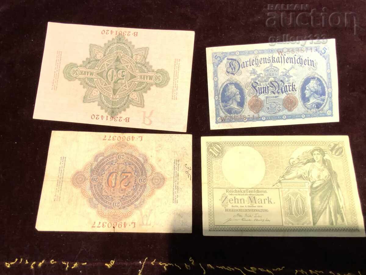 Auction  Lot of 4 old German banknotes