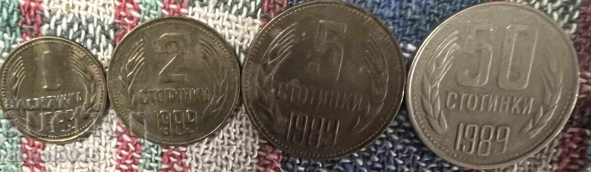 1, 2, 5, 50 Stotinki 1989 People's Republic of Bulgaria