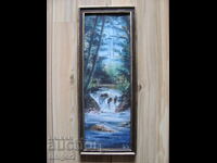 90s oil painting, fiberboard, signed, 45x17cm