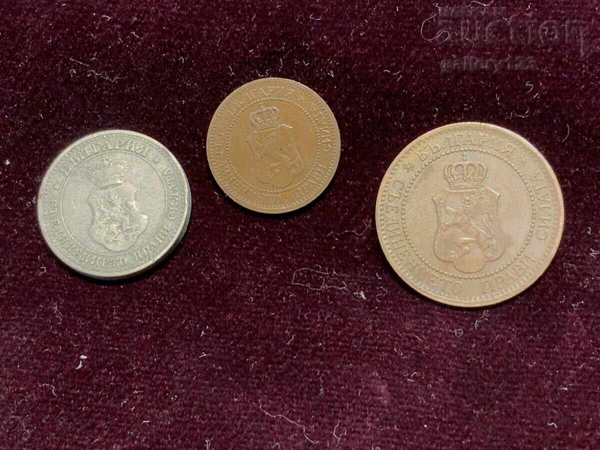 Delivery of Lot of 3 coins: 1, 2, 5 stotinki - 1912 Kingdom of Bulgaria