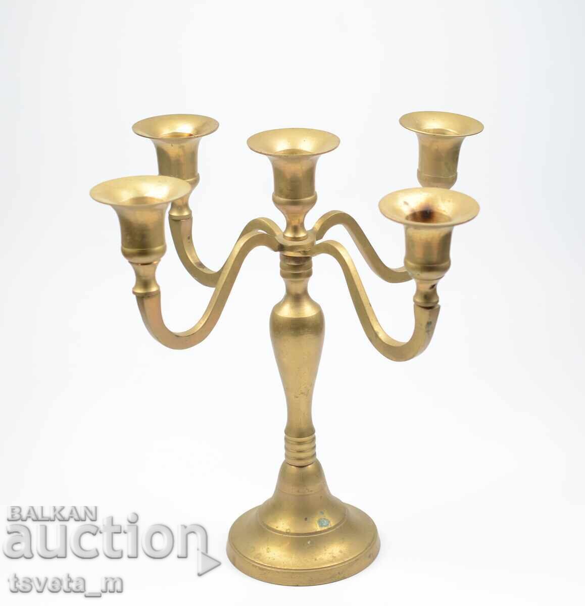 Παράδοση Μεγάλο, παλιό μπρούτζινο κηροπήγιο για 5 κεριά