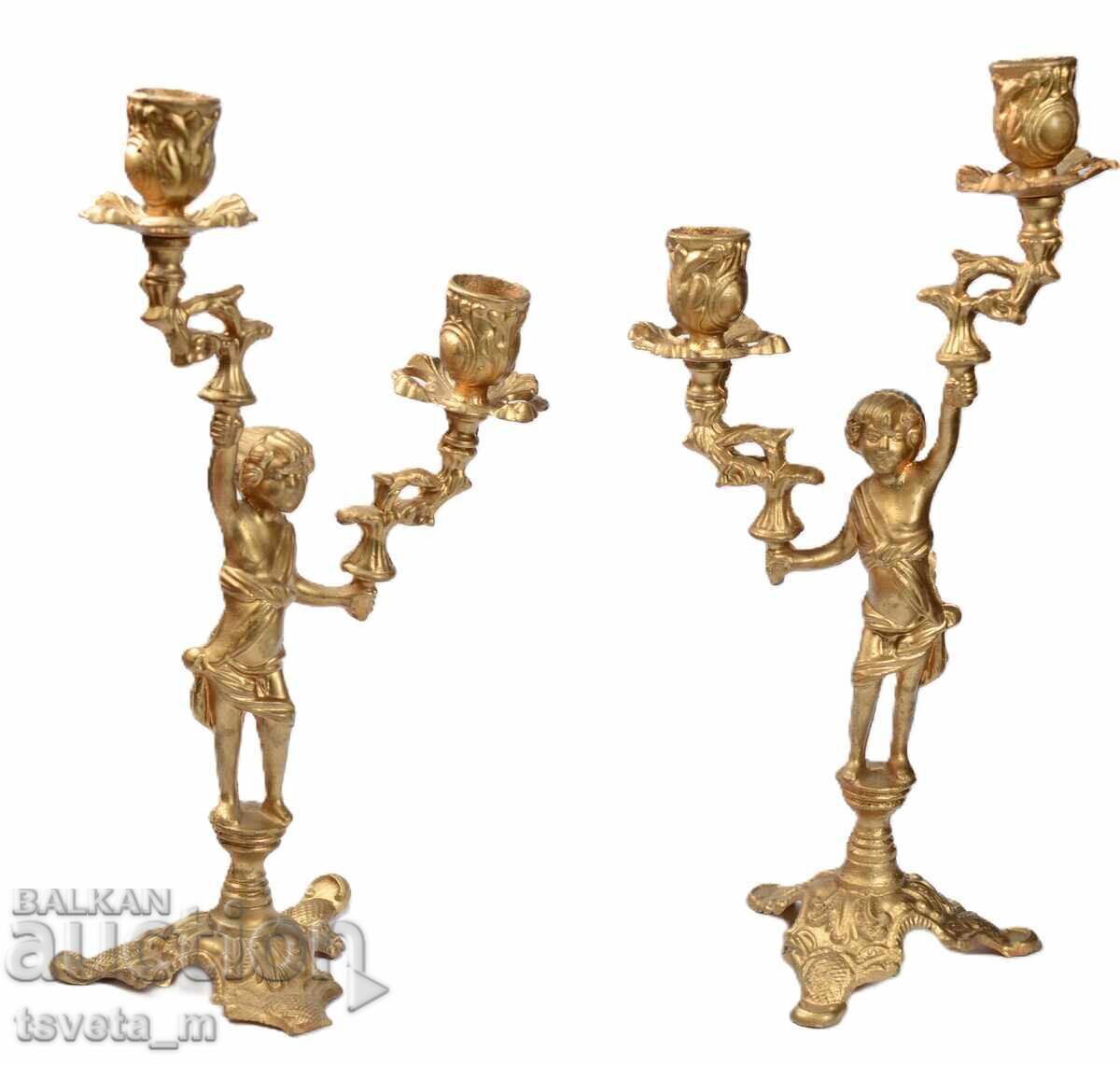 Pair of bronze Empire style candlesticks for 4 candles with price 120.00 BGN | € 61.36