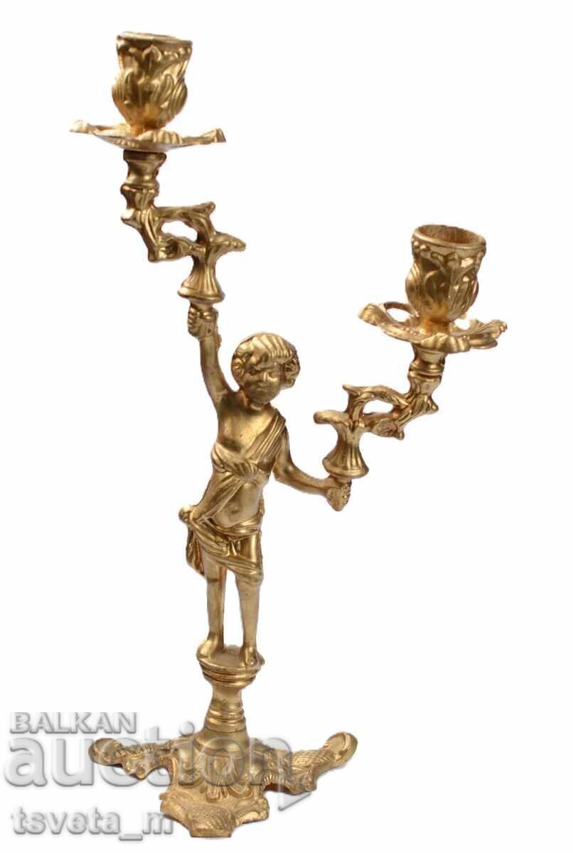 Delivery of Pair of bronze Empire style candlesticks for 4 candles