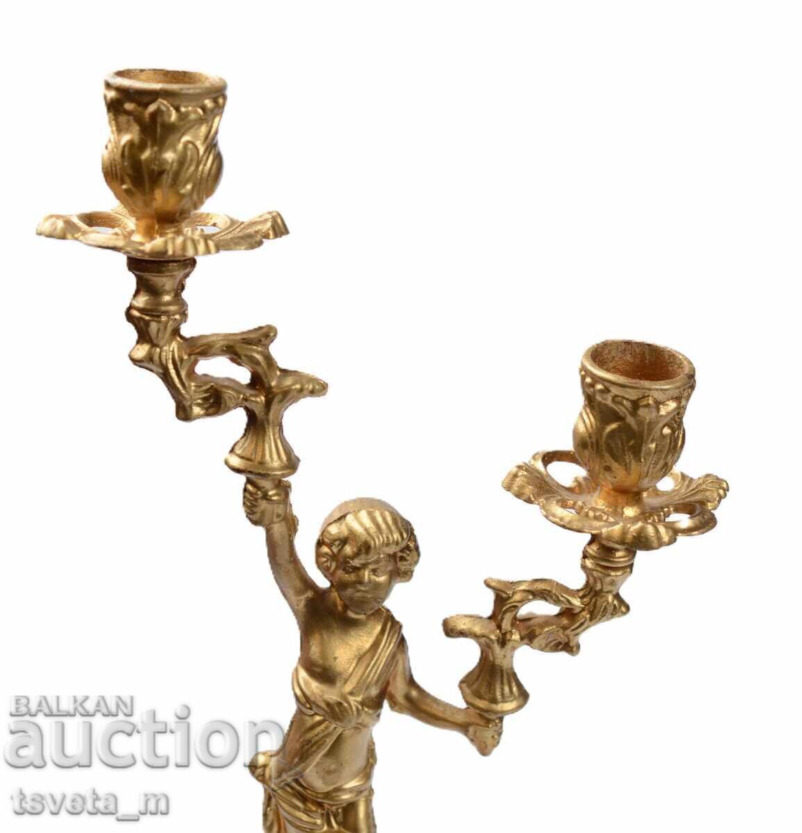 Pair of bronze Empire style candlesticks for 4 candles - 5