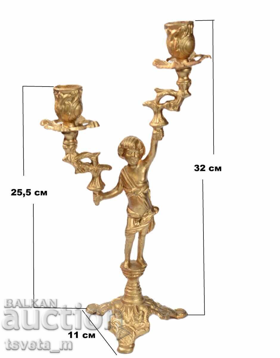 Pair of bronze Empire style candlesticks for 4 candles - 6