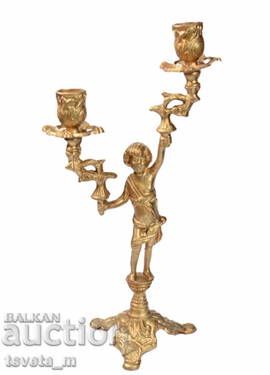 Pair of bronze Empire style candlesticks for 4 candles - 7