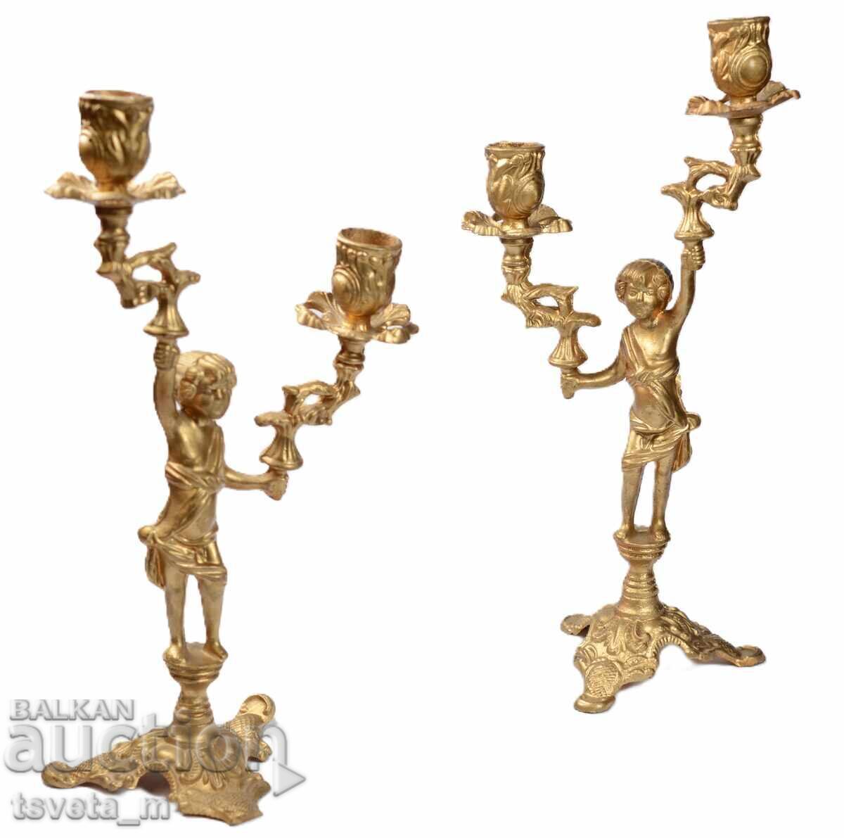 Pair of bronze Empire style candlesticks for 4 candles