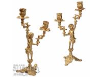 Δύο μπρούτζινα κηροπήγια σε στυλ Αυτοκρατορίας για 4 κεριά