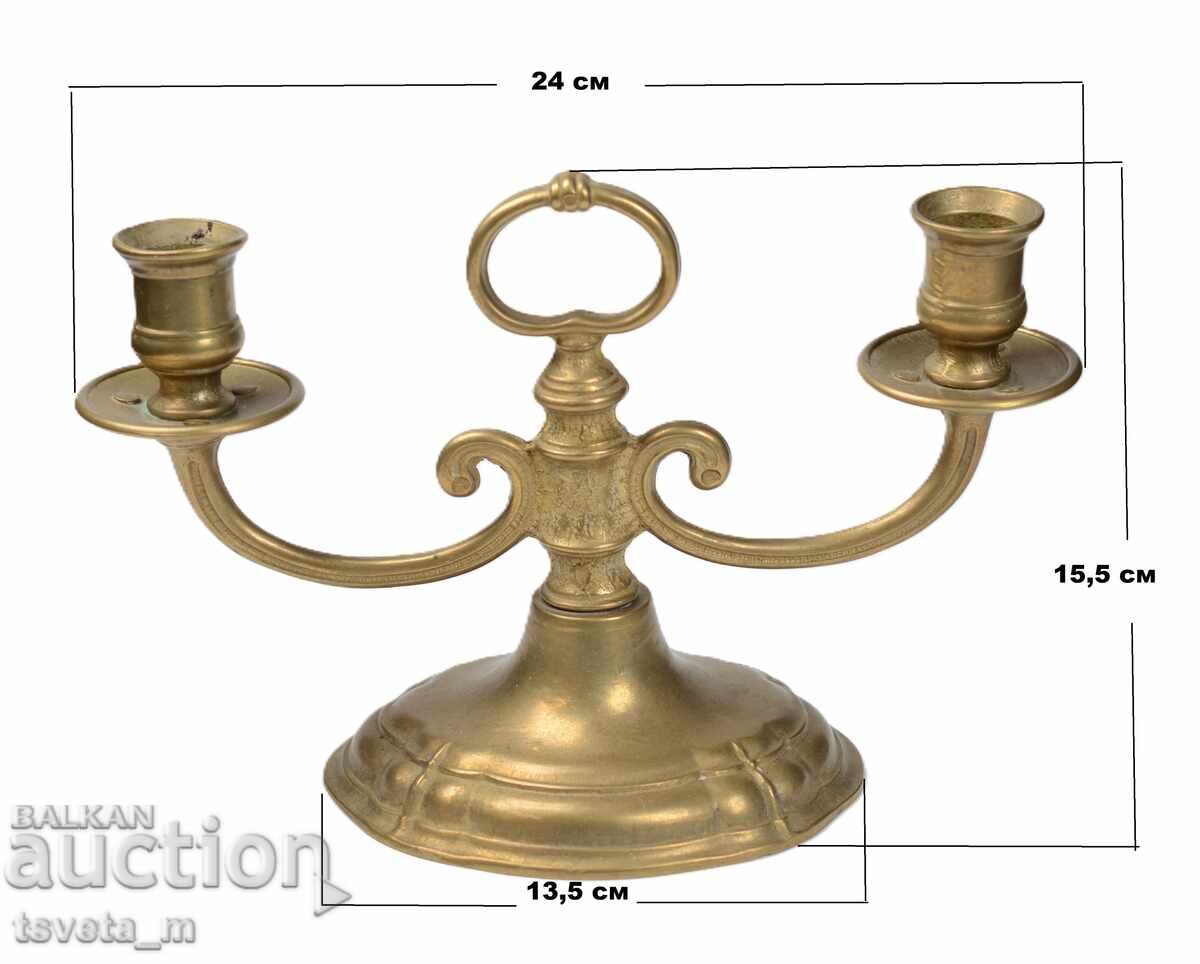 Antique bronze candle holder for 2 candles with price 45.00 BGN | € 23.01