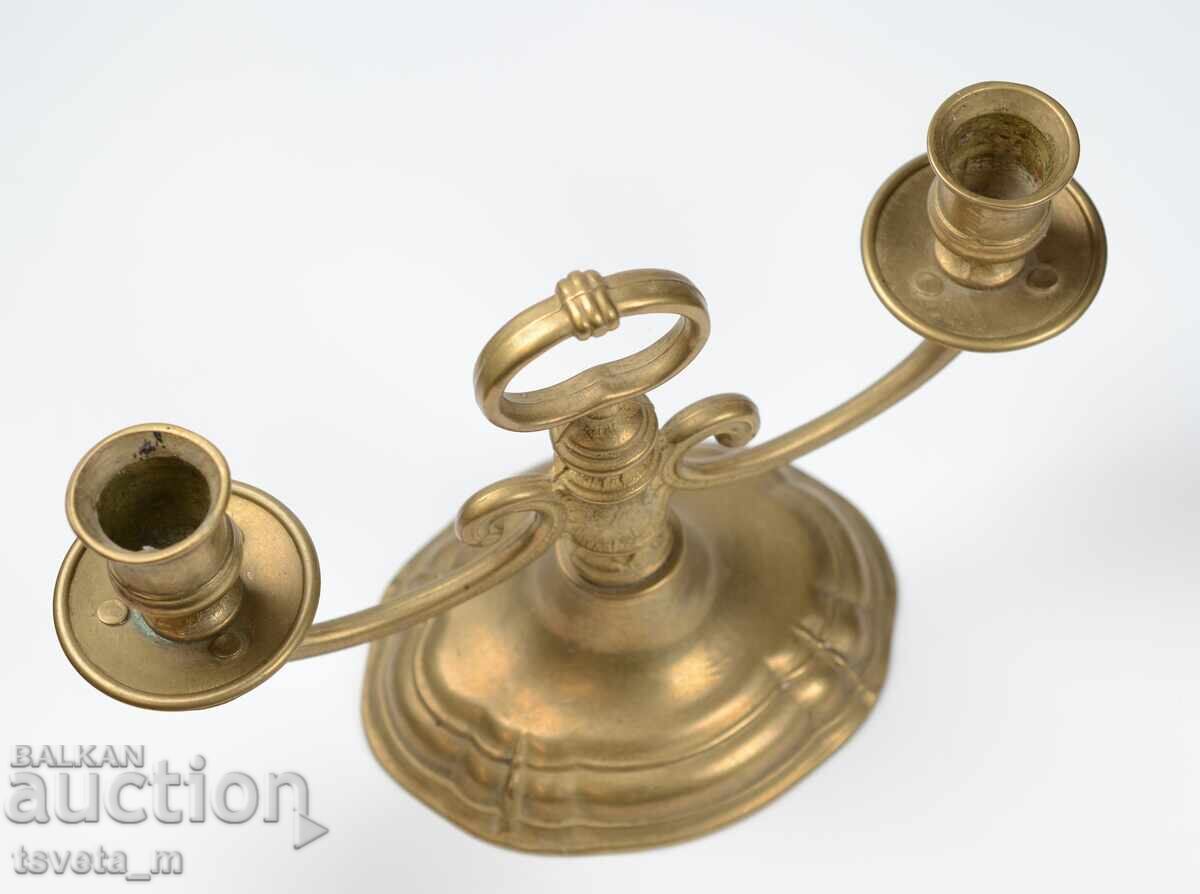 Antique bronze candle holder for 2 candles - 6