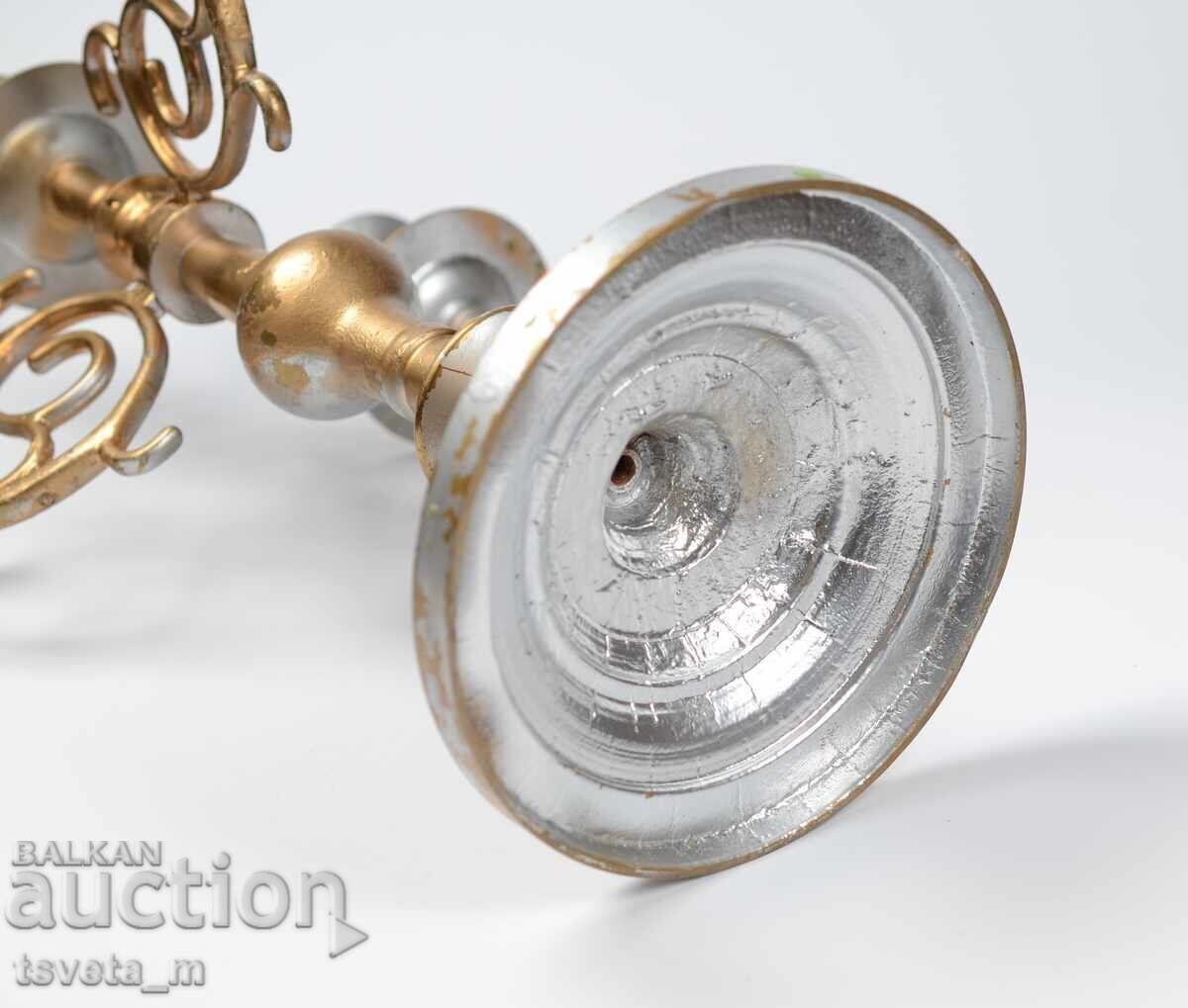 Delivery of Large antique metal candlestick for 4 candles