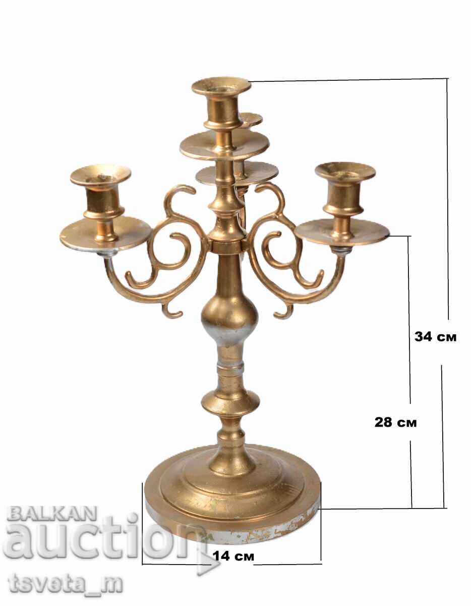 Large antique metal candlestick for 4 candles - 5
