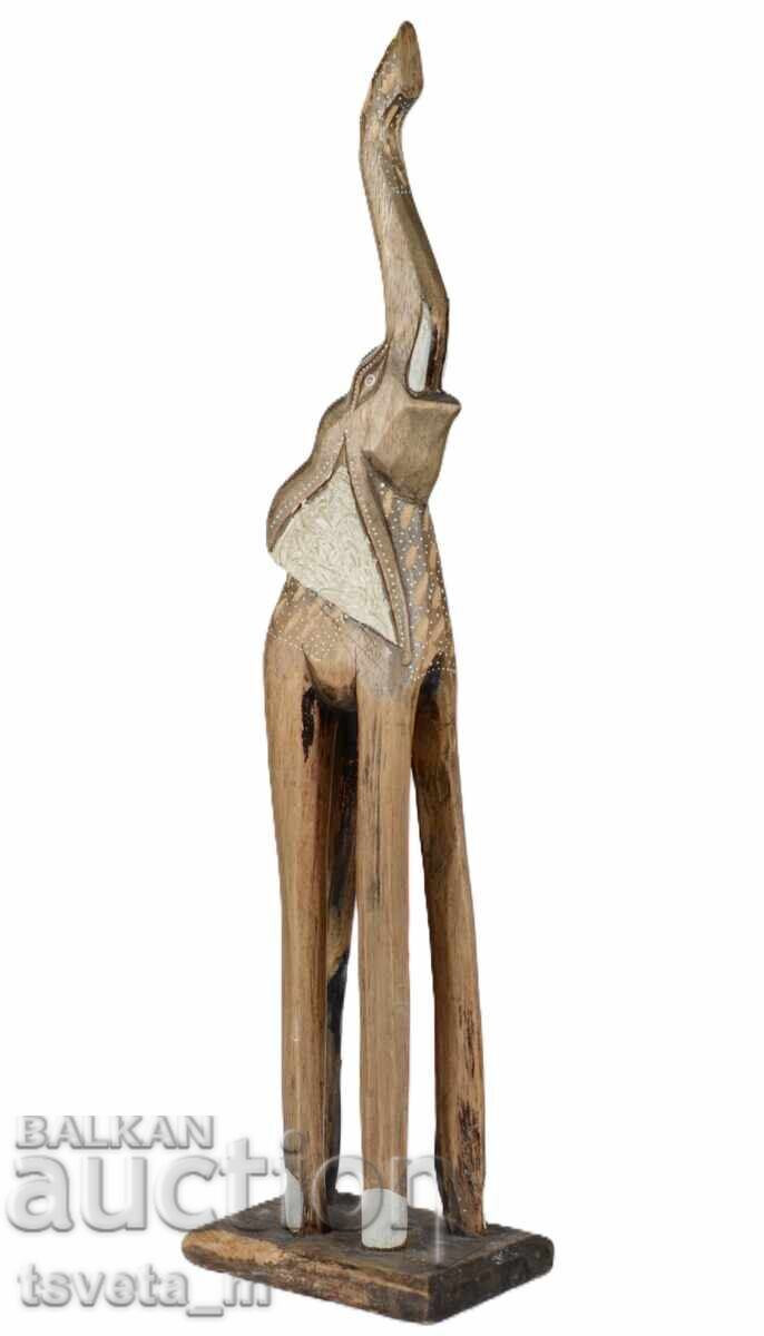 Auction  Large wooden elephant statue - handmade