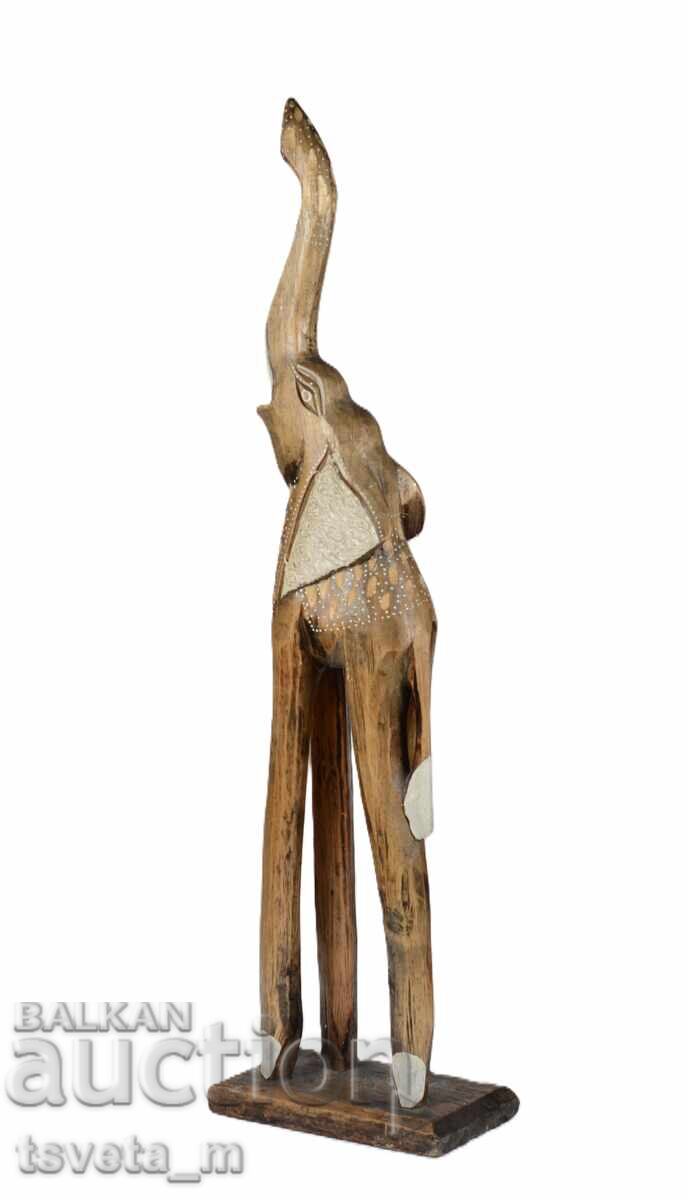 Large wooden elephant statue - handmade - 5