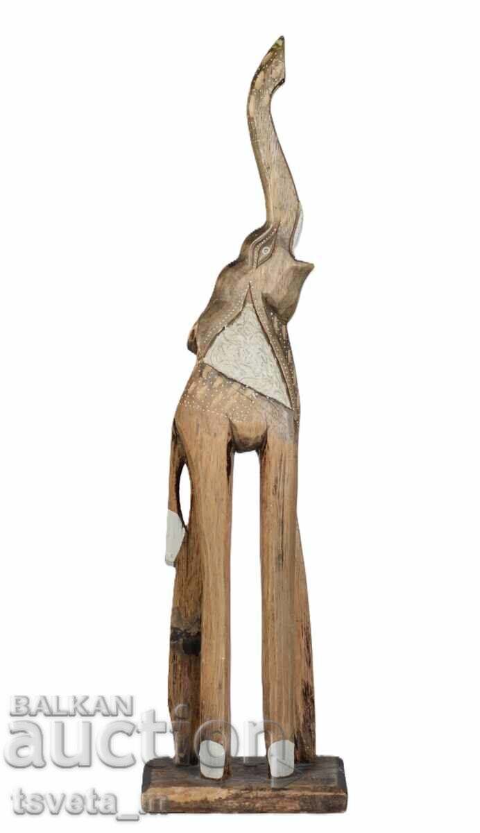 Large wooden elephant statue - handmade