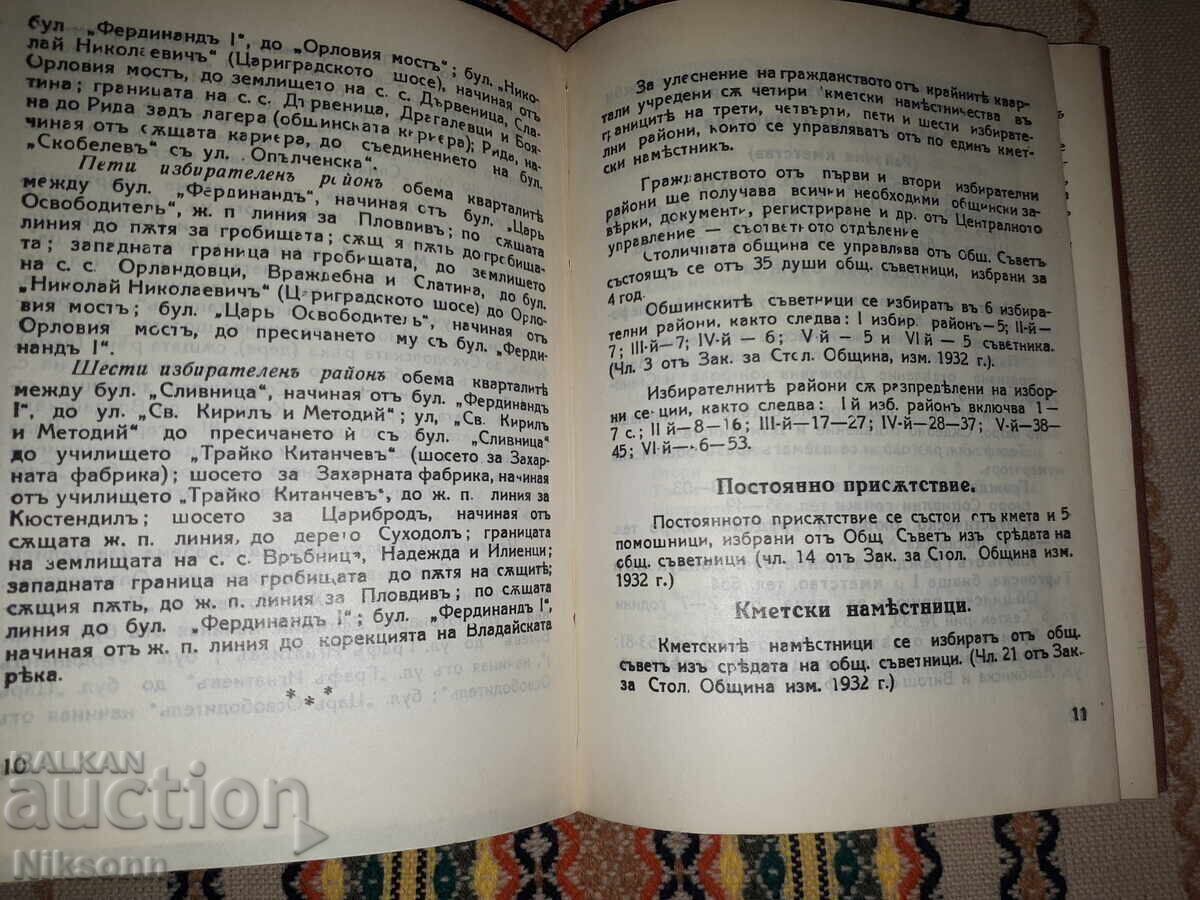 Delivery of Directory of services at the Sofia Municipality, 1933