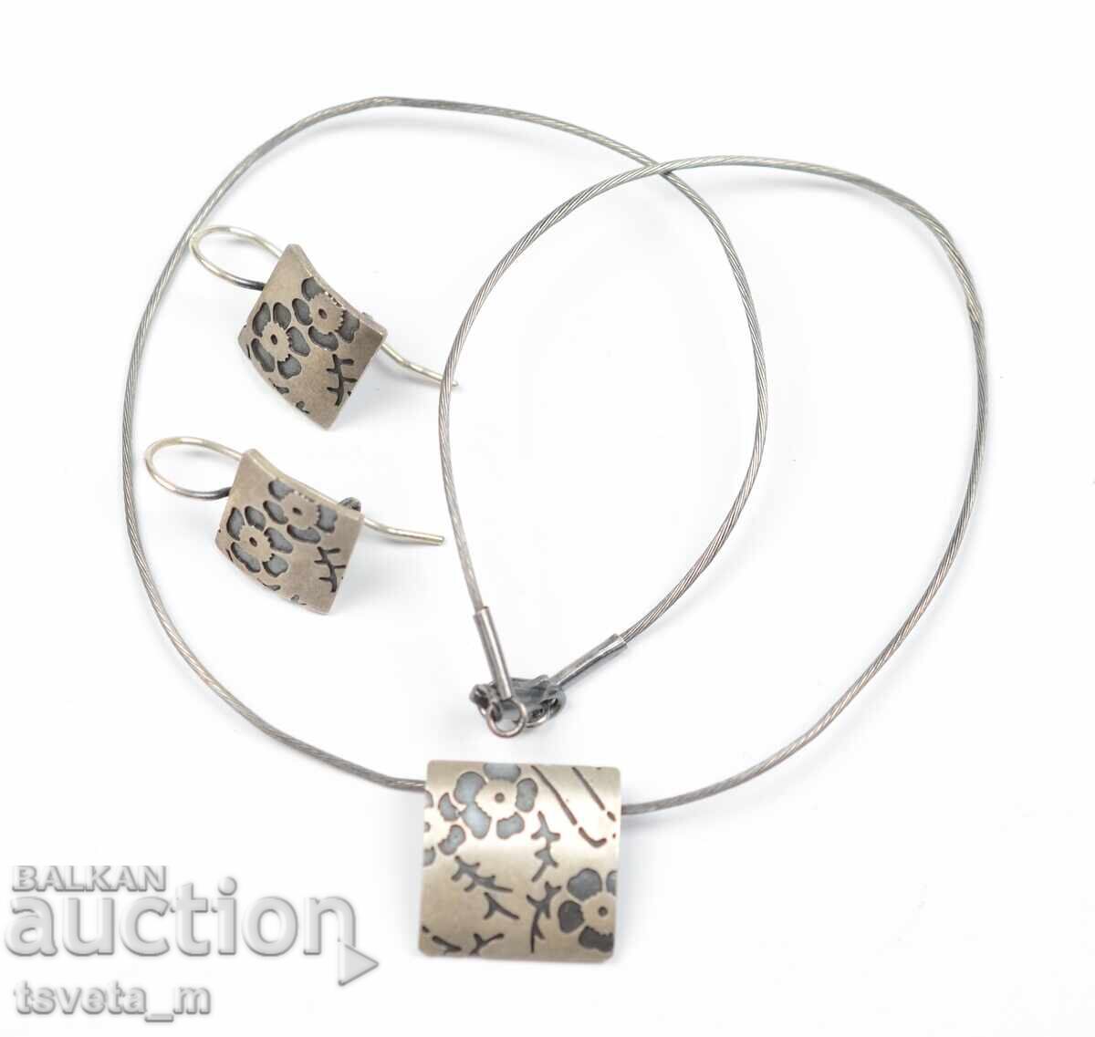 Комплект сребърни бижута колие и обици 14 гр. / 925 с цена 59.00 лв. | € 30.17