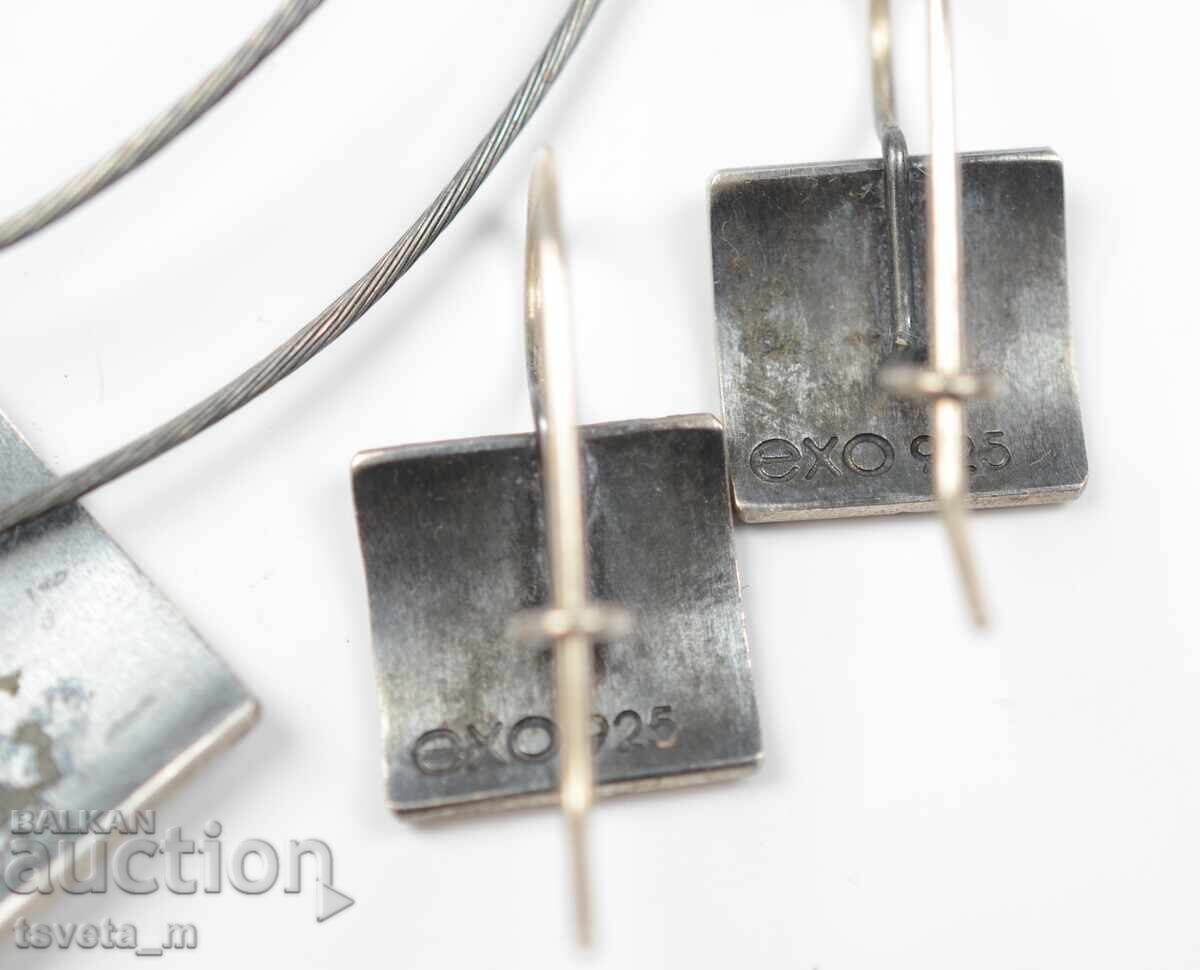 Комплект сребърни бижута колие и обици 14 гр. / 925 - 5