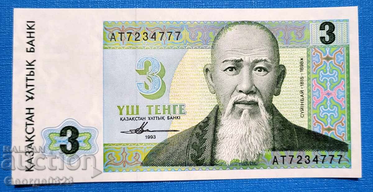 Kazahstan 1993 3 Tenge UNC Nouă