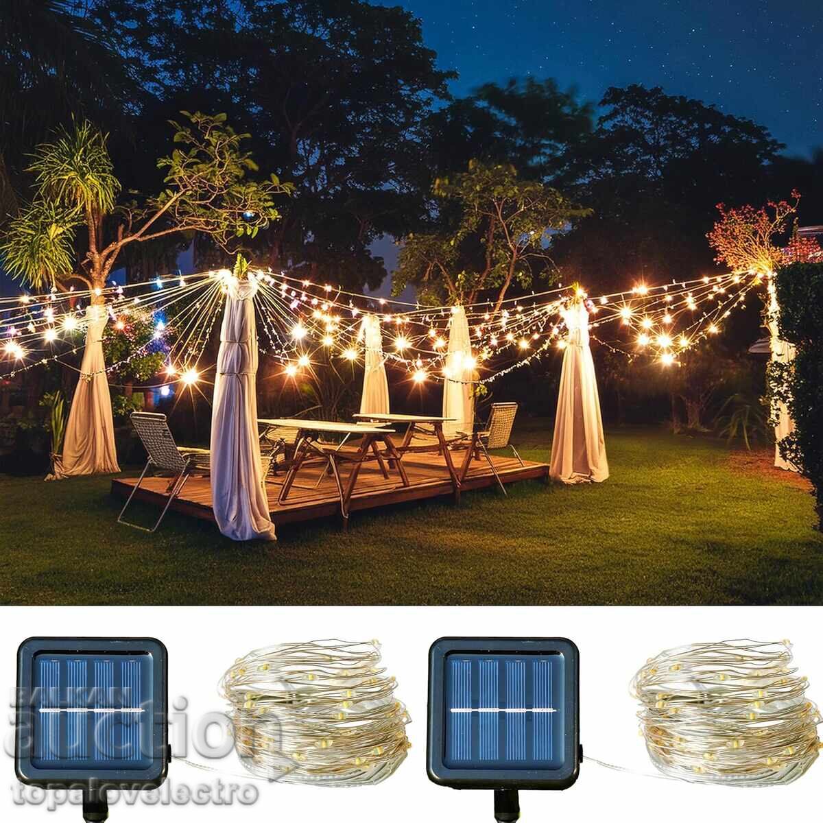 NOU! Ghirlande solare LED 200 LED, luminițe, 2 buc x 22 m