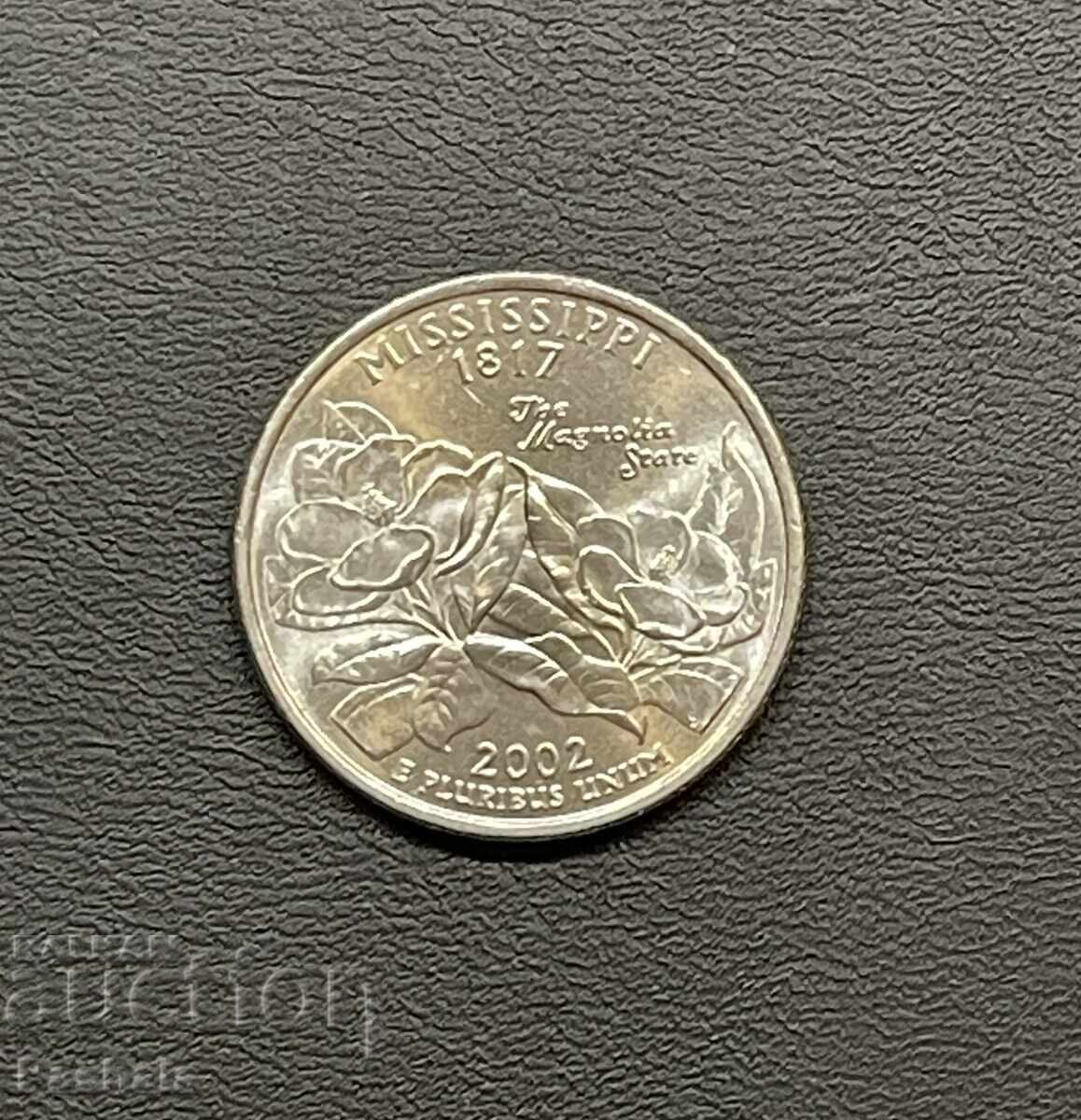 USA 25 cents 2002 MISSISSIPPI