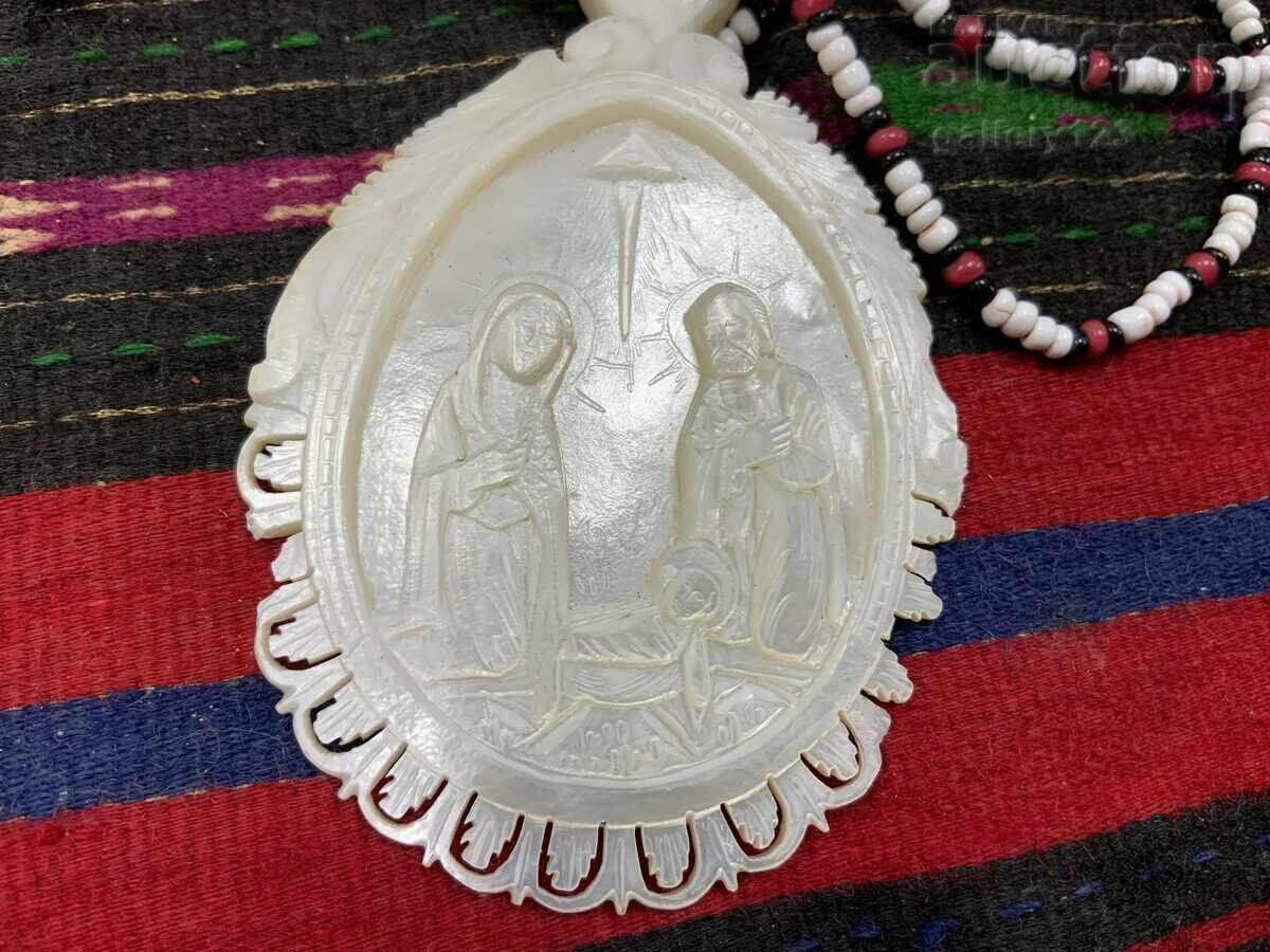 Auction  Jerusalem Mother-of-Pearl 19th Century Nativity Scene Hand-Engraved