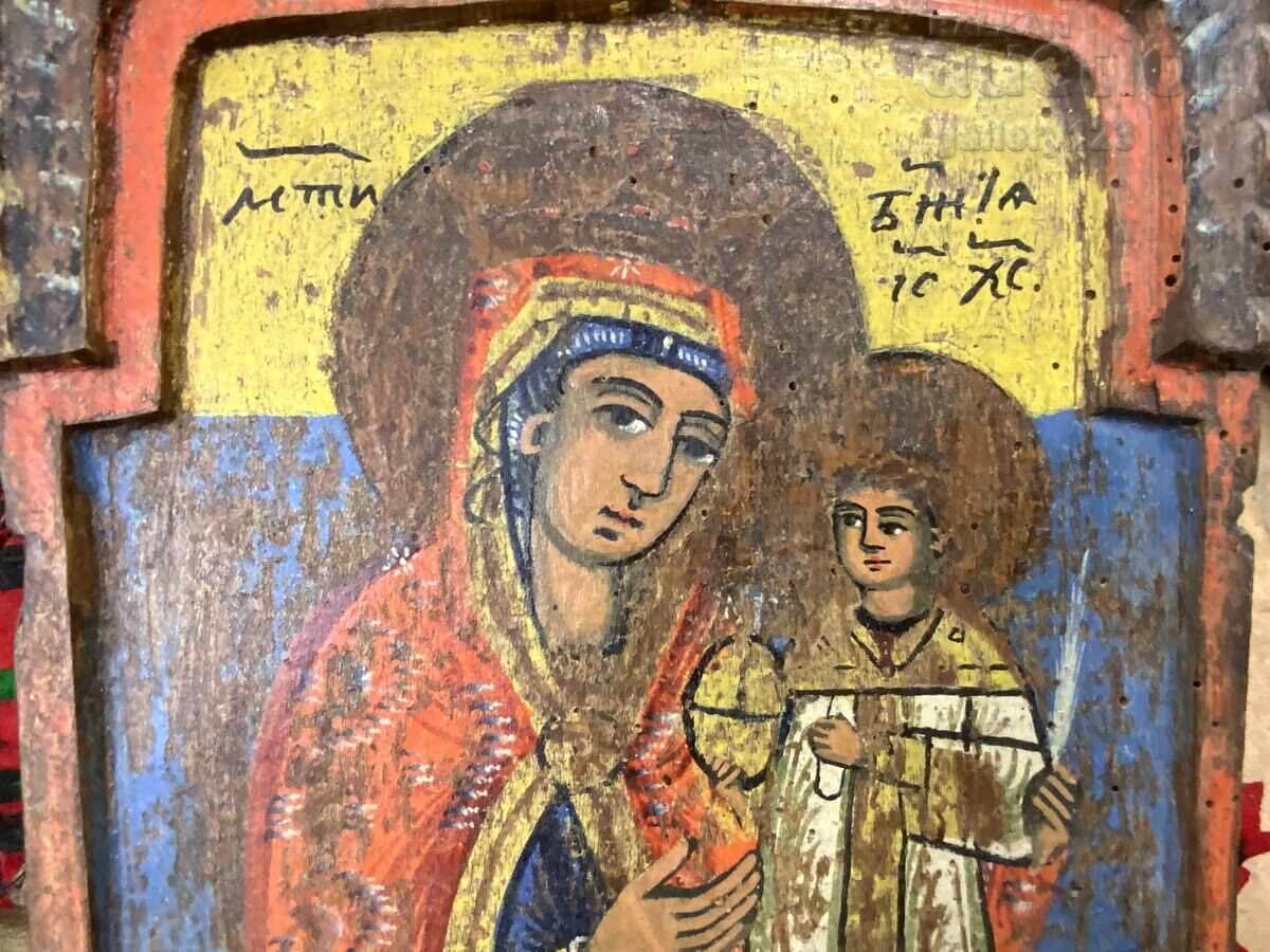 Delivery of 19th Century Revivalist Home Icon Tryavna Virgin Mary with Child