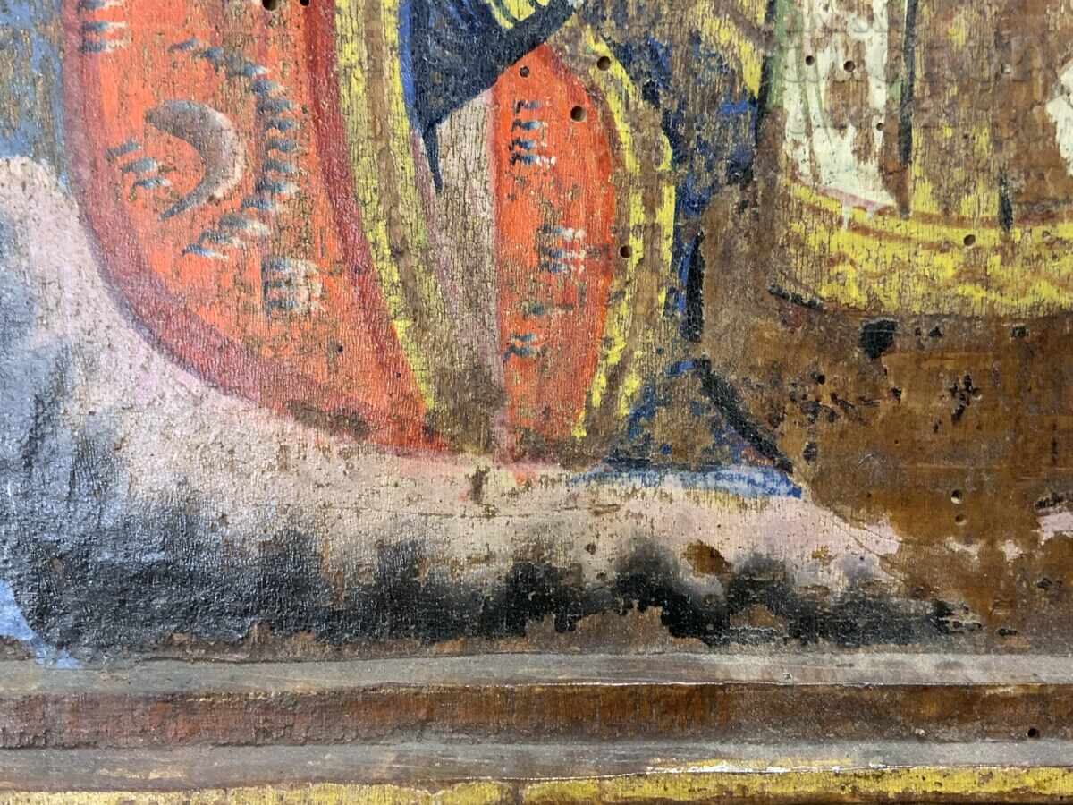 19th Century Revivalist Home Icon Tryavna Virgin Mary with Child - 6