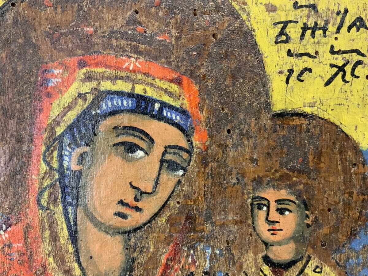 19th Century Revivalist Home Icon Tryavna Virgin Mary with Child - 7