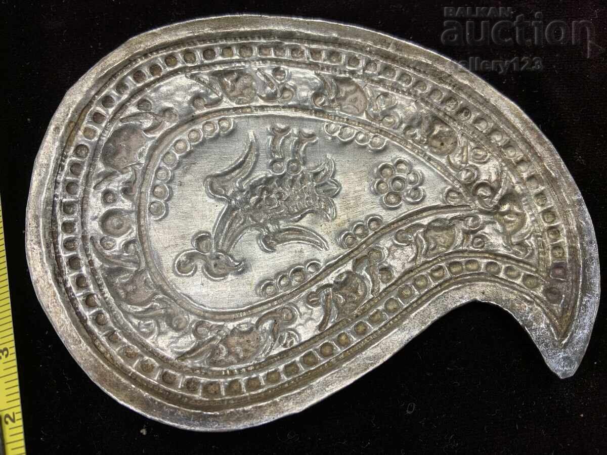 Revival-era silver pafta (belt buckle) blank, hand-cut by a silversmith - 6