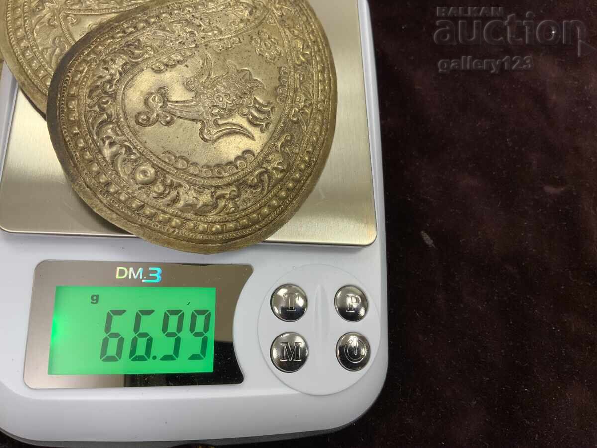 Revival-era silver pafta (belt buckle) blank, hand-cut by a silversmith - 7